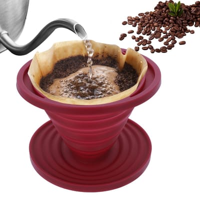 Dailygoods - Opvouwbare koffiefilter, siliconen koffiedruppelaar, herbruikbare siliconen koffiefilterhouder, campingkoffiedripper, reisaccessoire voor thuis, camping, kantoor