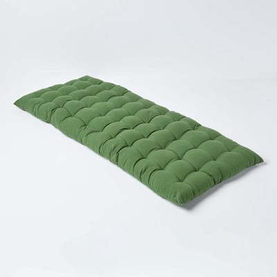 Homescapes Tuinbank Kussen – Donkergroen – 2 Zitter Zitkussen – 108x42 cm – 100% Katoen – Wasbaar – Comfortabel & Stevig