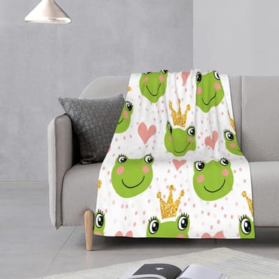 Luxe Flanellen Knuffeldeken Kikker Warm Pluche 150x200 cm voor Bank en Kinderbed