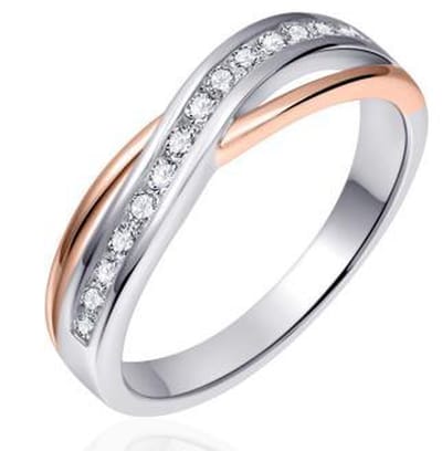 Schitterende Zilveren Rosé rij met zirkonia's Ring 15,25 mm. (maat 48) | Damesring | Jonline