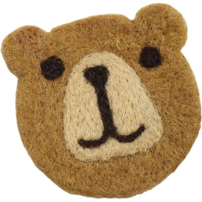 Sous-verre en feutre de laine d'ours Mignon Doux Isolé Antidérapant Décoratif Sous-verre pour Boisson Café Marron Taille Unique One Size beige