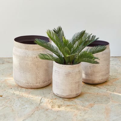 LOBERON Sierpot set van 3 Palivonde antiek crème/grijs