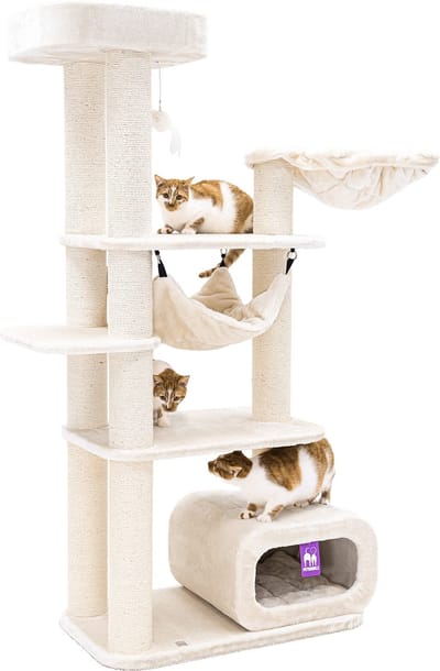 Petrebels Interstate 178 Krabpaal - Creme - Design Krabmeubel - 12 cm Dikke Stammen