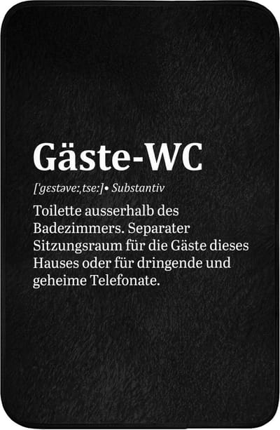 WC mat 40x60 cm - Antislip - Quotes - Gäste-wc - Definitie - Zwart - Spreuk - Toiletmat - Vloermat - Douchemat - Toilet tapijt - Toiletmatten