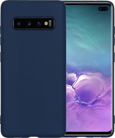 Hoesje - Geschikt voor Samsung Galaxy S10 - Sterk & Shockproof - Hoes Cover - Siliconen Case - Telefoonhoesjes - Donkerblauw