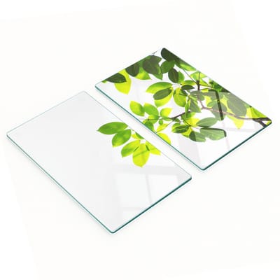 Keukenplanken van gehard glas met afbeeldingen, 2 stuks, bladeren, 2x30x52 cm