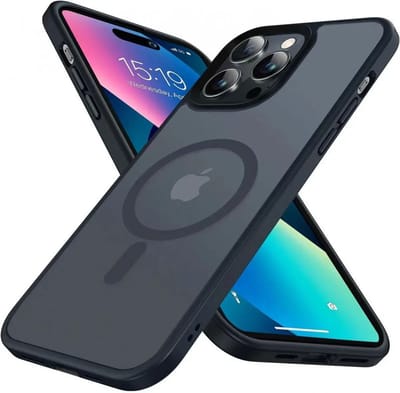 Hoesje Geschikt voor Apple iPhone 14 Pro Max - Compatibel met MagSafe - Matte Beschermhoes - Back Cover met Magneet - Geschikt voor Draadloos Opladen met Magnetische Ring - Zwart