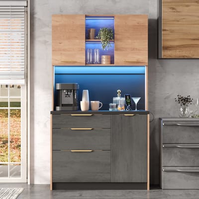 MODFU - Keukenkast - Met Ledverlichting En Stopcontact - Modern - Voor Keuken - MDF - Neutraal