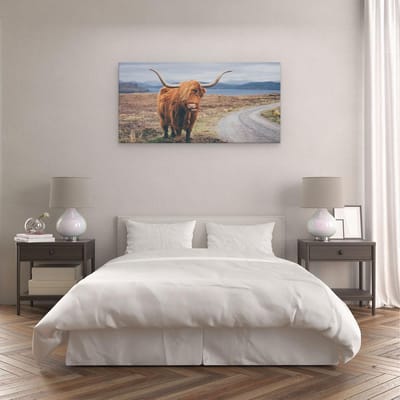 Artaza Canvas Schilderij Schotse Hooglander - 120x60 cm - Groot - Wanddecoratie Woonkamer - Muurdecoratie Dieren - Schilderijen Op Canvas