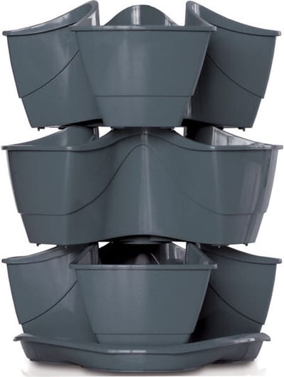 Prosperplast Coubi - Bloempot - Graphite - Strak Design - 30x30x38 cm - Stijlvolle Tuinaccessoire