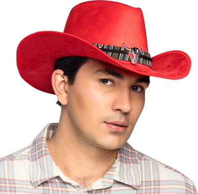 Boland - Hoed cowboy Django rood - 59 - Volwassenen - Unisex - Cowboy - Indiaan