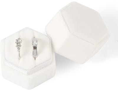 Dailygoods- Ringdoosje Bruiloft - Corduroy Zeshoekig - Afneembaar Deksel - 5,3x4,7x5,1 cm - Sieradenringbox - Elegante Presentatie - Sieradenbox