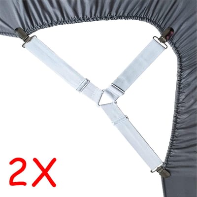 BukkitBow Elastische Laken Grijpers - Antislip Laken Clips - Bevestigingsclips voor hoeslaken - Modern en Veilig Ontwerp - Verstelbare Lengte - Veelzijdig Gebruik - Set van 2
