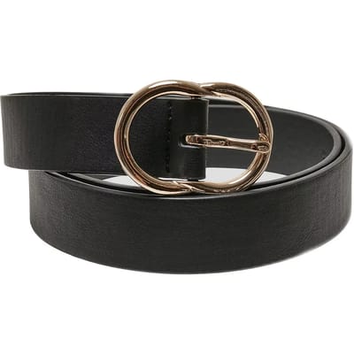 Urban Classics - Small Ring Buckle Riem - S - Zwart/Goudkleurig