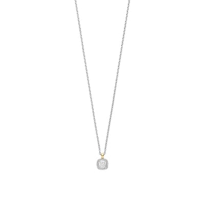 TI SENTO Dames Ketting - 925 zilver - Zirkonia met geel verguld - Maat 42 - 34103ZY