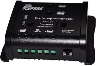 Dubbele Solar Laadregelaar - PWM Duo Controller - Camper Caravan Boot - Twee Batterijen Opladen - 13.66 x 10.46 cm