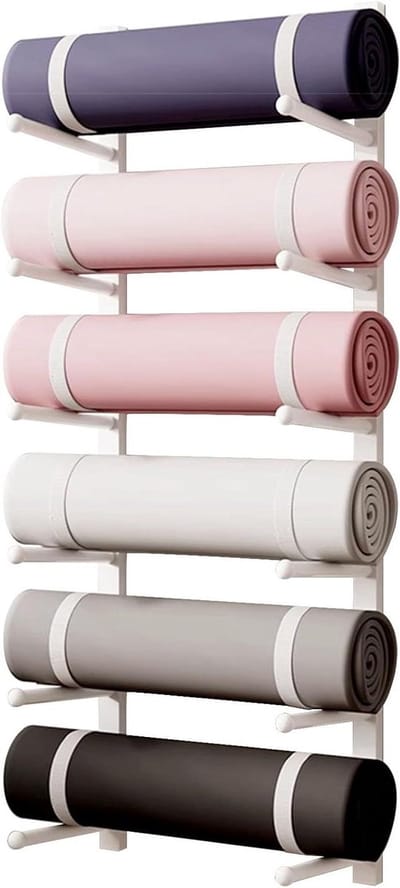 Yoga Mat Houder - Opbergrek Fitness - Sportspullen Organiseren - Ruimtebesparend Ontwerp - 155 cm Hoog - Wit
