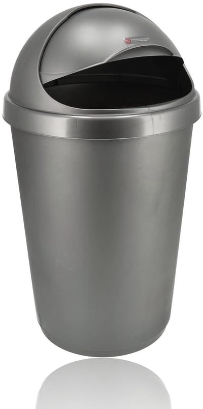 Prullenbak 50L - Afvalemmer Vuilnisbak - Keuken Badkamer Kantoor - Hygiënisch Schuifdeksel - 38.5x70cm - Grijs