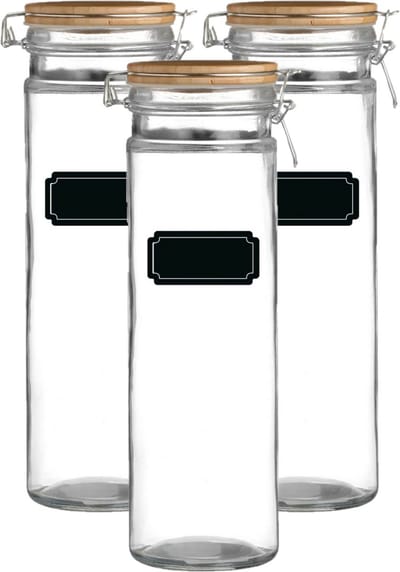 Weckpot/inmaakpot - 4x - 1.9L - glas - met beugelsluiting - incl. etiketten