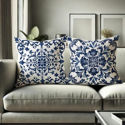 Bohemian Blauw en Wit Bloemen KussensloopGeschikt voor bank auto slaapkamer decoratieve kussensloop kussenhoes 50x50cm