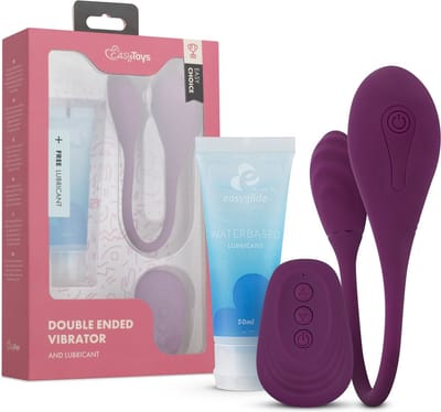 Easy Choice - Koppelvibrator - Sex Toys voor Vrouwen en Mannen - Vibrators voor Vrouwen en Mannen - G-Spot Vibrator - Koppel Vibrator - Glijmiddel Waterbasis - EasyGlide Glijmiddel - Erotische Giftset - Cadeau Vrouw en Man - EasyToys - Paars