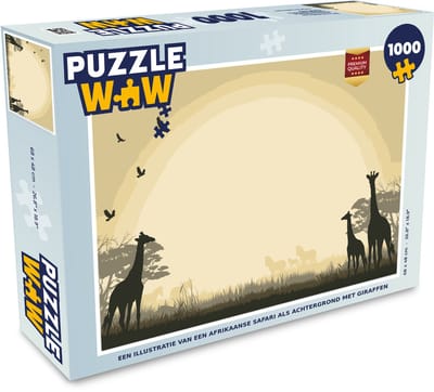 Puzzel Een illustratie van een Afrikaanse safari als achtergrond met giraffen - Legpuzzel - Puzzel 1000 stukjes volwassenen