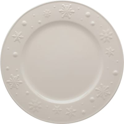 Kerst - Set van twee - dinerbord snowflakes off white - Bordallo Pinheiro Kerstservies