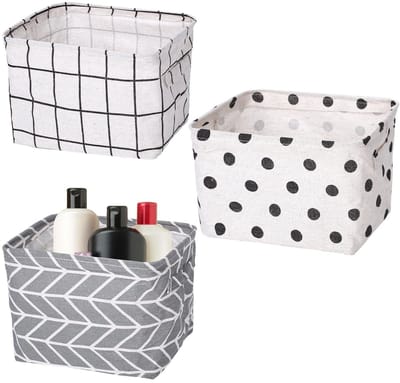 Dailygoody - Opvouwbare Opbergmanden - Waterdicht en Duurzaam - Zwart met Grijs - Kleine Manden voor Organisatie - Geschikt voor Cosmetica en Badkamer