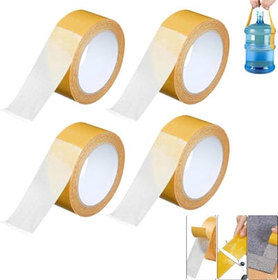 4 rollen- Dubbelzijdig gaasband - Sterk dubbelzijdig plakband - Tapijttape - Hittebestendig plakband - Geel - 200*2 cm - Geschikt voor keramische tegels, metaal en andere oppervlakken