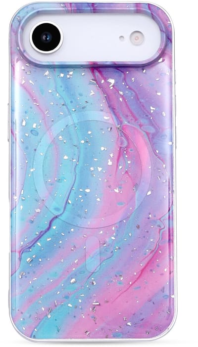 Casemania Hoesje Geschikt voor Apple iPhone 17 Air - Unicorn - Marmer Glitter Magnetisch Back Cover - Geschikt voor MagSafe - Roze en Blauw
