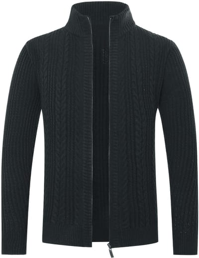 ALLTHEMEN Heren Cardigan met Opstaande Kraag - Gebreide Warme Trui - S