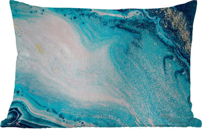 Buitenkussens - Marmerlook - Blauw - Goud - Luxe - Glitter - Marmer - 60x40 cm - Weerbestendig