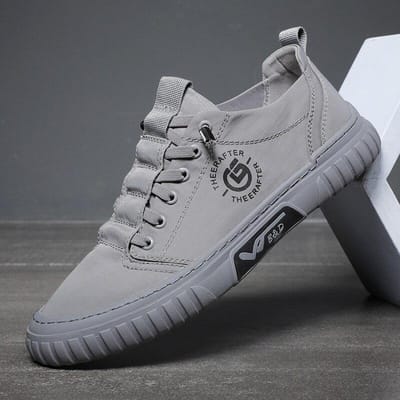 Zomer Herenschoenen IJszijde Doek Canvas Schoenen Grijs Platte Casual Schoenen Vetersluiting Niet-Leer Sneakers Mode Zachte Wandelschoenen 38 gray