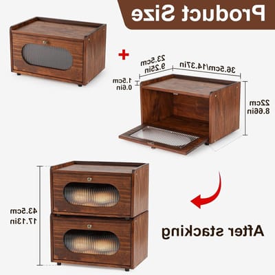 Houten Brooddoos voor op het Aanrecht - Stijlvolle Broodopslag met Magnetische Acryl Deur - Ideaal voor Keuken en Versheid