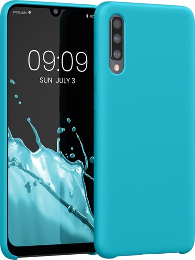 kwmobile telefoonhoesje geschikt voor Samsung Galaxy A50 - Hoesje met siliconen coating - Smartphone case in ijsblauw