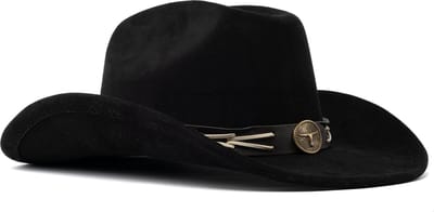 KIMU® Cowboyhoed Zwart Gevlochten Band - Verstelbaar t/m Maat 59 - Zwarte Cowboy Western Hoed Dames Heren - Cowgirl Yellowstone Festival