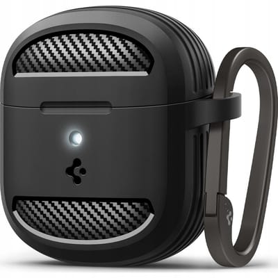 Spigen Hoesje Geschikt voor Google Pixel Buds 2a - Rugged Armor Case - Karabijnhaak - Matte Zwart