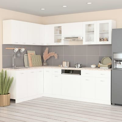 vidaXL - 11-delige - Keukenkastenset - Lyon - bewerkt - hout - wit