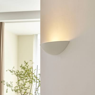 Lindby - Wandlamp - 1licht - gips, metaal - H: 10 cm - E27 - wit