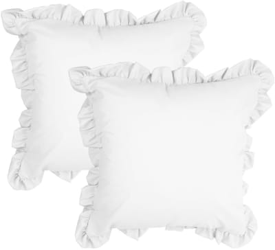 Dailygoods- Kussenslopen met Ruches - Kussenhoezen 45 x 45 cm - Set van 2 - Decoratieve Kussenhoes - Fijn Polyester - Ademend en Slijtvast