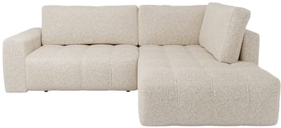 Vente-unique Hoekbank met hoek rechts in gespikkelde beige stof - LORIONA