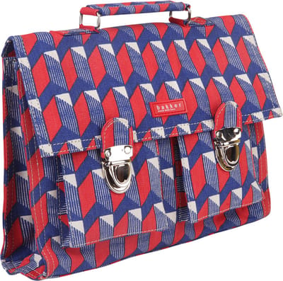 Bakker Made With Love - Mini Schooltas - Rugtas - Canvas - Fairtrade - Rugbanden - blauw rood figuur - 28x22x6 cm