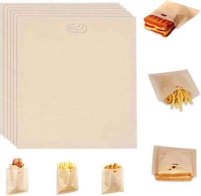 6x Herbruikbare Tosti Zakjes Anti-Aanbak - Oven & Magnetron Bestendig