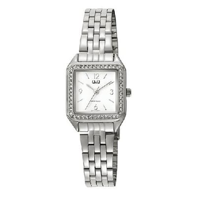 Q&Q-dames horloge-model q27c-003py-vierkant-kristal-3bar water dicht-afmeting 24 x 24 mm