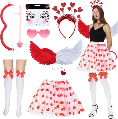 Amor Kostuum voor Vrouwen met Boog en Pijlen, Perfect voor Carnaval en Valentijnsdag, Themafeesten en Verkleedpartijen