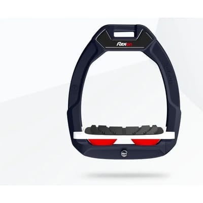 Veiligheidsstijgbeugels Paardrijden Gevoerd Grip Aluminium/Wit/Rood Flex-On Safe-On