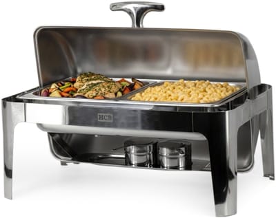 HCB® - HCB Chafing dish - rolltop - 2 x 1/2 GN - 9 liter - RVS / INOX - 3 kg - 3478