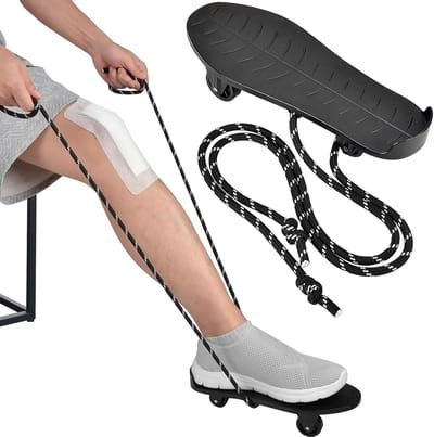 Knie Glider - Knie Therapie Hulpmiddel - Revalidatie Oefeningen - Met 2 Trekkoorden - 317 x 129 cm - Zwart
