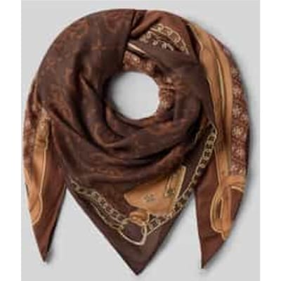 Guess Lindsey Printed Kefiah 120x120 Sjaals Dames - Bruin - Maat ONESIZE