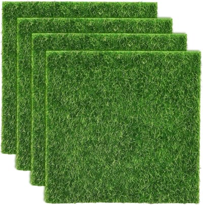 4 Pakjes Kunstgras Tegels - Kunstmos - Grasmat - Klein Stukje Kunstgras - 6" X 6" - Voor Miniatuurtuinen, Poppenhuisaccessoires, Dioramamateriaal,Woondecoratie,Feestdecoratie en Doe-Het-Zelfdecoratie